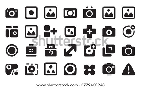 Extensive library of imaging tools including portrait mode flash and brightness adjustment solid symbols.