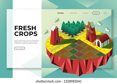 extensive plantations with one inn and a tall chimney with many trees - All elements on this template are editable with vector software