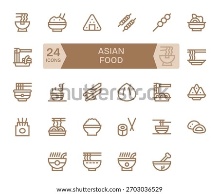 An extensive suite of 24 Bold Line icons that capture Asian Food, ready for any workflow.