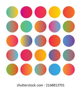 Extensive Vector Set of Multicolor Sphere Icons with Smooth Gradient Transitions and a Diverse Spectrum of Vibrant Color Blends for Modern Graphic Design Elements