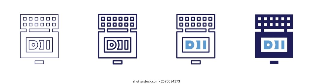 Extensometer icon in 4 different styles. Thin Line, Line, Bold Line, Duotone. Duotone style. Editable stroke.