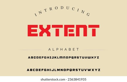 Extent Sport Modern Italic Alphabet Font. Typography urban style fonts for technology, digital, movie logo design. vector illustration