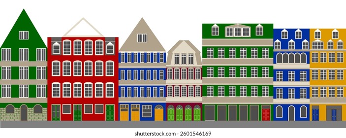 exterior buildings front view. colorful color. vector illustration.