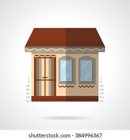 Exterior of buildings shop. Commercial architecture. Storefronts and showcases. Vector icon flat color style. Web design element for site, mobile and business.