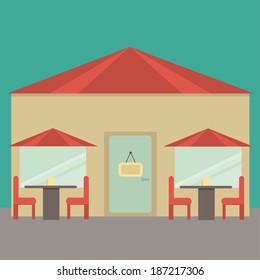Exterior cafe in retro style