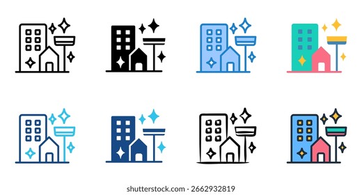 Exterior cleaning icon set multiple style collection 
