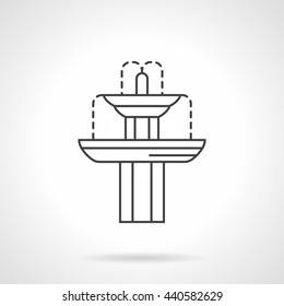 Exterior decoration elements. Landscaping objects. Classic fountain for gardens and parks. Flat line style vector icon