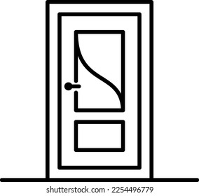 Exterior, door, home vector icon on transparent background. Outline Exterior, door, home vector icon