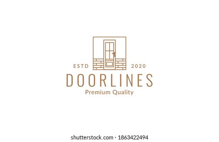 exterior door line wood vintage logo vector icon illustration design 