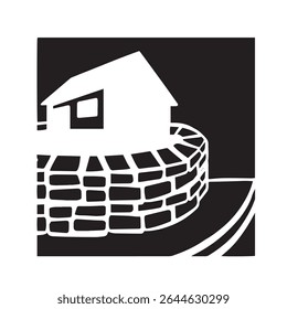 exterior finishing of building structures with stone monochrome vector