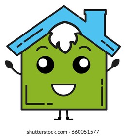 exterior house kawaii character