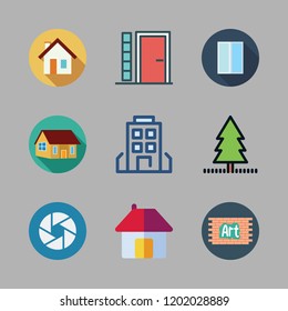 exterior icon set. vector set about shutter, entrance, entrances and building icons set.
