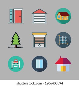 exterior icon set. vector set about entrances, symmetry, garage and entrance icons set.