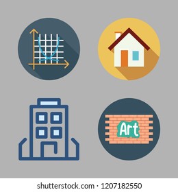 exterior icon set. vector set about building, brickwall, symmetry and house icons set.