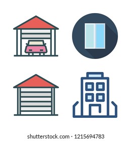 exterior icon set. vector set about garage, entrances and building icons set.