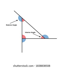 exterior and interior angles on white background