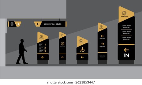 Identidade corporativa do conjunto de modelos de sinalização exterior e interior
