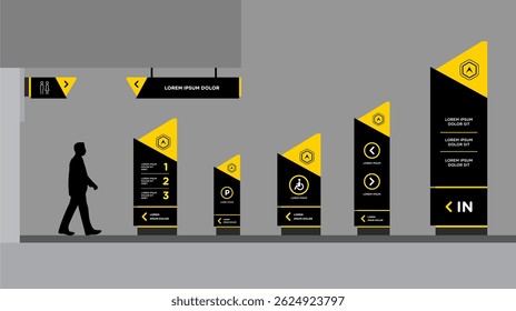 Exterior and interior signage template set corporate identity