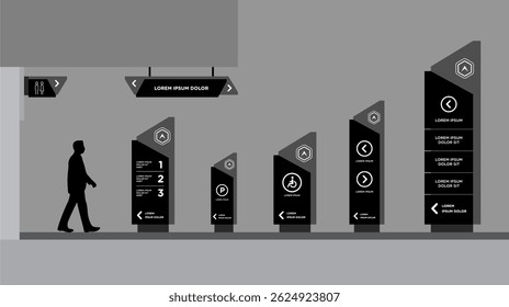 Exterior and interior signage template set corporate identity