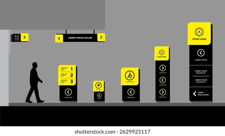 Exterior and interior signage template set corporate identity