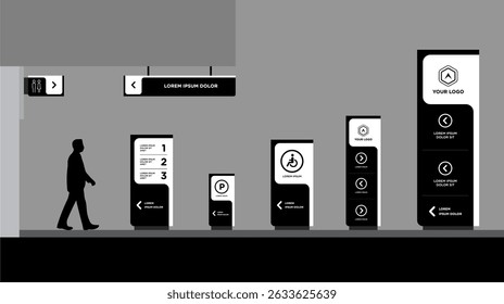 Exterior and interior signage template set corporate identity