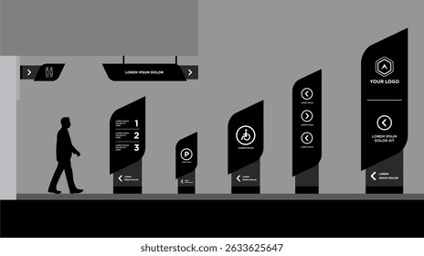 Exterior and interior signage template set corporate identity