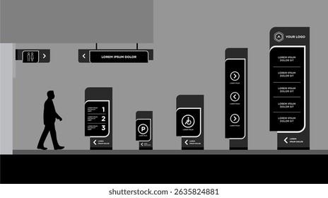 Exterior and interior signage template set corporate identity