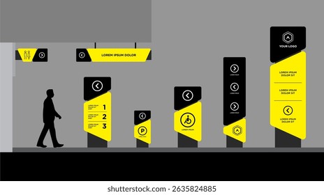 Exterior and interior signage template set corporate identity