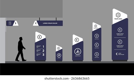 Identidade corporativa do conjunto de modelos de sinalização exterior e interior