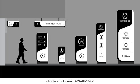 Exterior and interior signage template set corporate identity