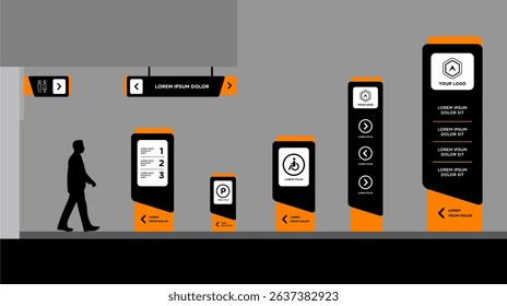 Exterior and interior signage template set corporate identity