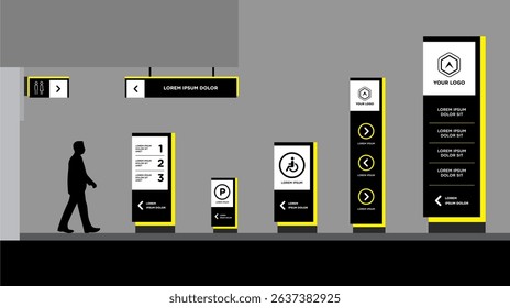 Exterior and interior signage template set corporate identity