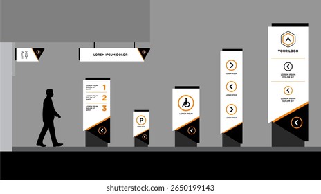Exterior and interior signage template set corporate identity
