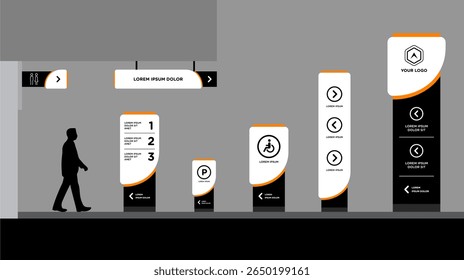 Exterior and interior signage template set corporate identity
