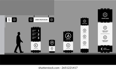 Exterior and interior signage template set corporate identity