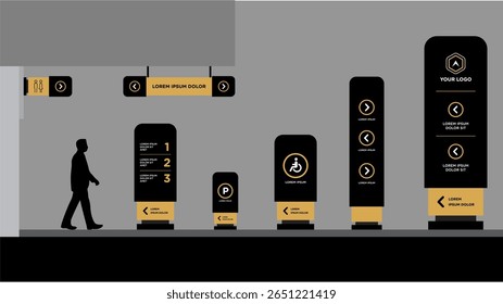 Exterior and interior signage template set corporate identity