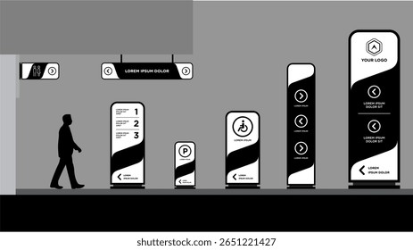 Exterior and interior signage template set corporate identity