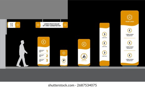 Identidade corporativa do conjunto de modelos de sinalização exterior e interior
