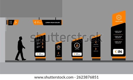 Exterior and interior signage template set corporate identity