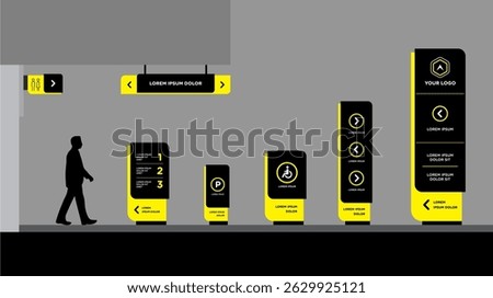 Exterior and interior signage template set corporate identity