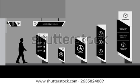 Exterior and interior signage template set corporate identity