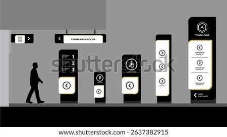 Exterior and interior signage template set corporate identity
