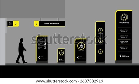 Exterior and interior signage template set corporate identity