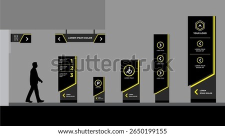 Exterior and interior signage template set corporate identity
