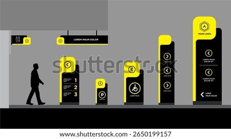Exterior and interior signage template set corporate identity
