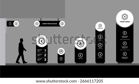 Exterior and interior signage template set corporate identity