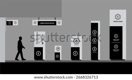 Exterior and interior signage template set corporate identity