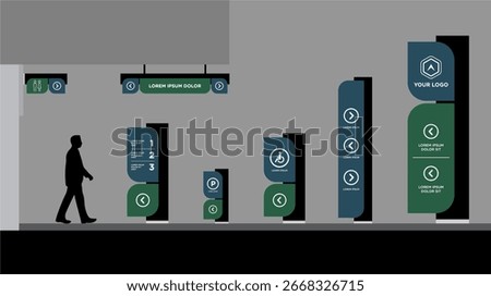 Exterior and interior signage template set corporate identity