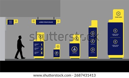Exterior and interior signage template set corporate identity
