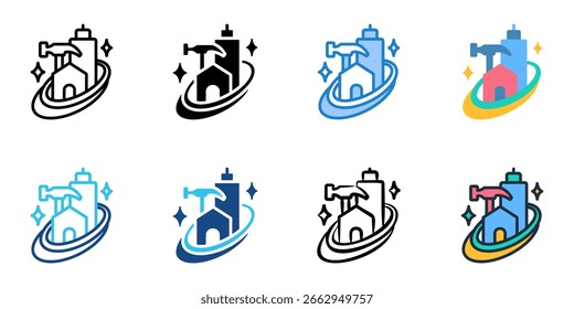 Exterior maintenance icon set multiple style collection 
